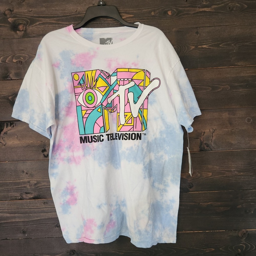 MTV Retro Tie-Dye Graphic Television Shirt Sz M NWT